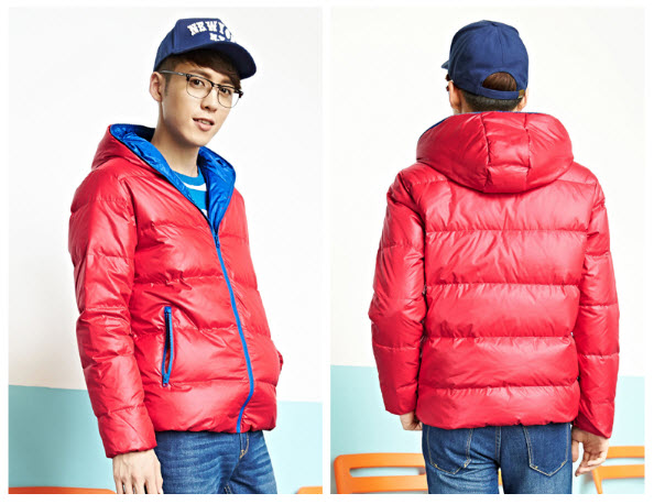 พรีออร์เดอร์ เสื้อกันหนาว สีแดง ผู้ชาย ทรงบับเบิ้ล มีฮู้ด แขนยาวจั๊ม ซิปหน้า ผ้ากันน้ำ ใส่กันหนาว ใส่กันลม ใส่ไปต่างประเทศได้