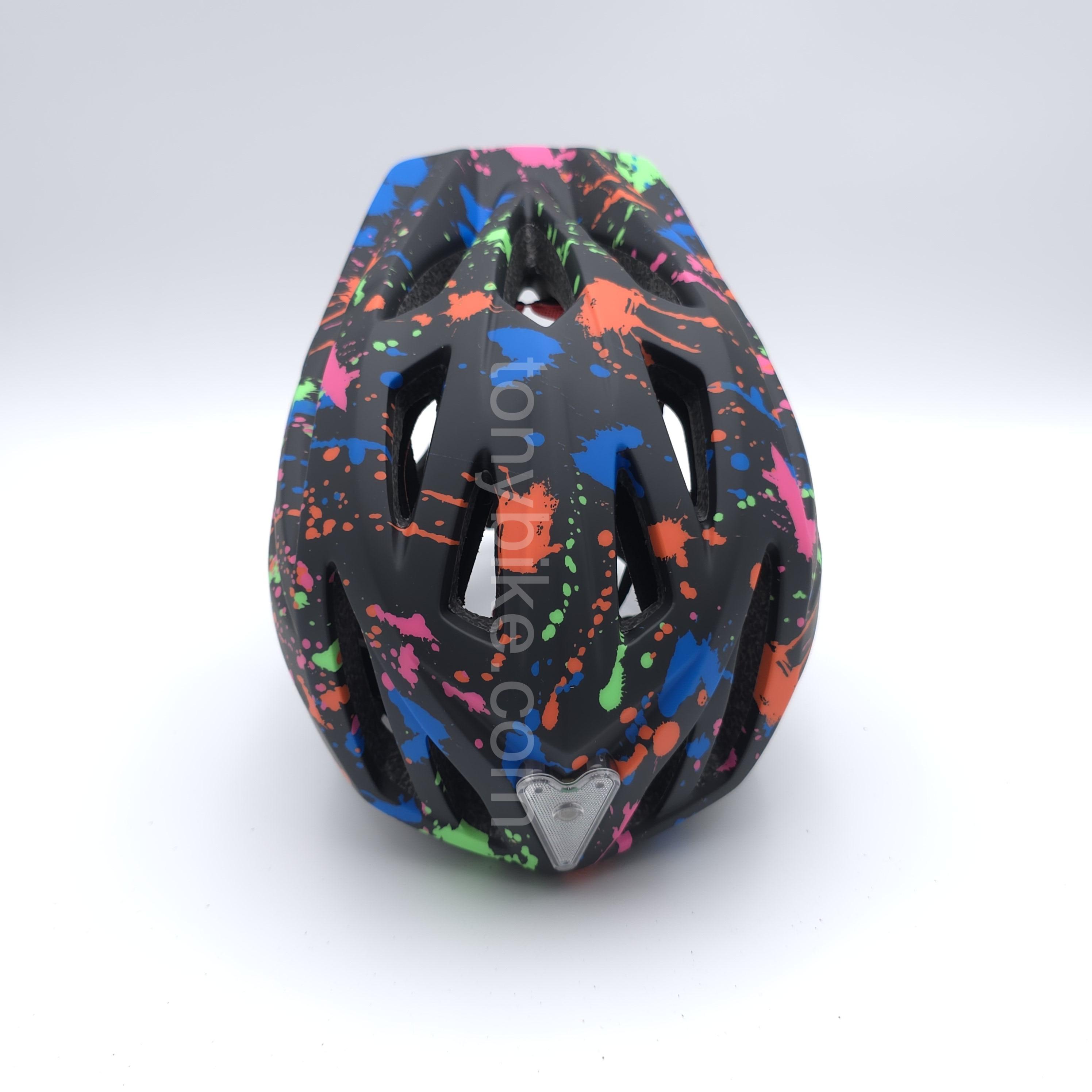 หมวกจักรยานเด็ก เต็มใบ สีดำ ลายเพ้นท์สี 46-53 ซม.