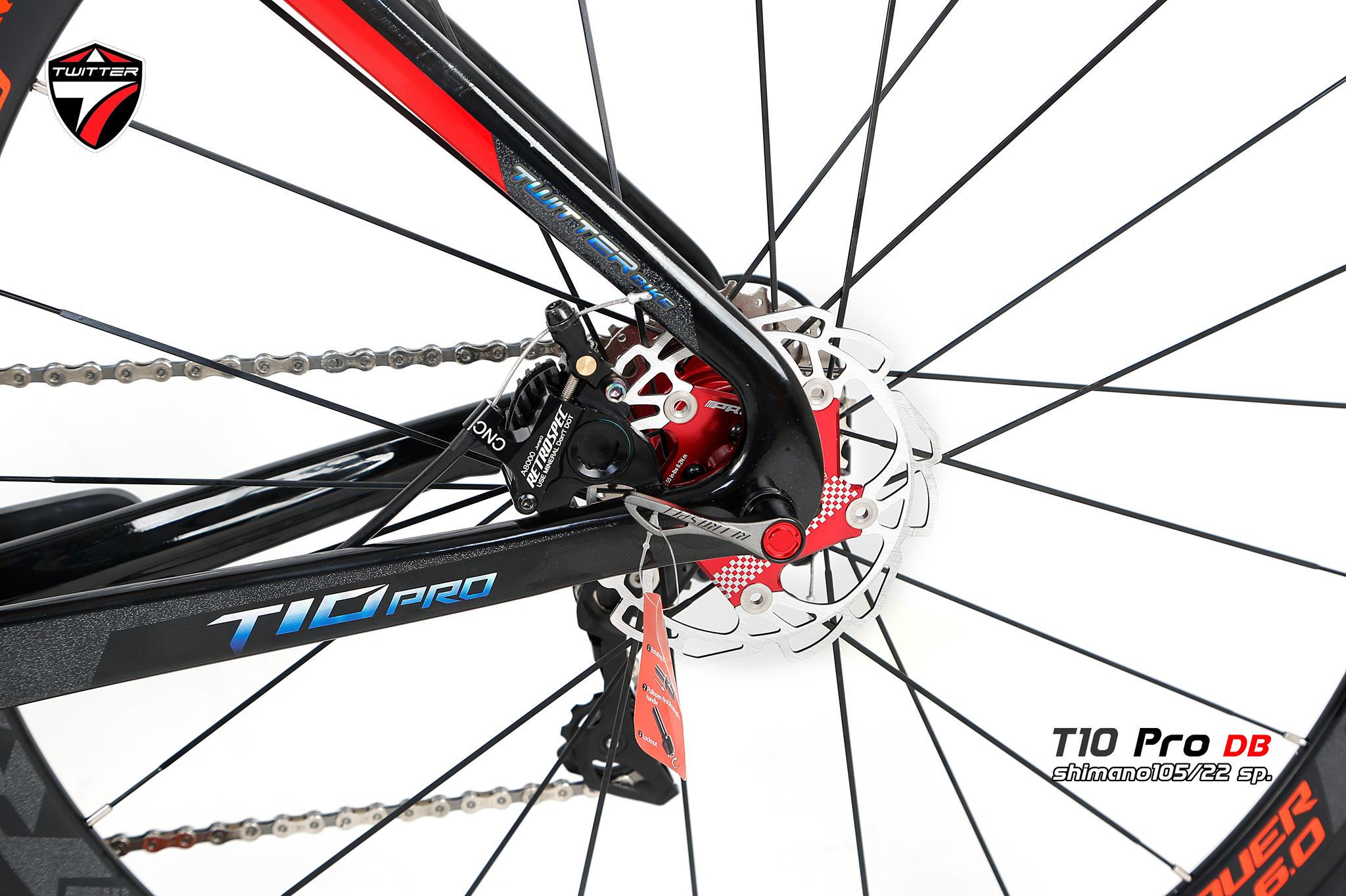 จักรยานเสือหมอบดิสก์เบรค TWITER รุ่น T10 PRO (DB) สีด size 50