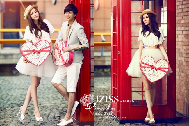 PW127 - Pre order ชุดคู่ถ่ายพรีเวดดิ้ง (prewedding dress) & ชุดแต่งงานแฟนซี (Fancy wedding dress)ชายหญิง "ธีมสีขาว-ฟ้า"