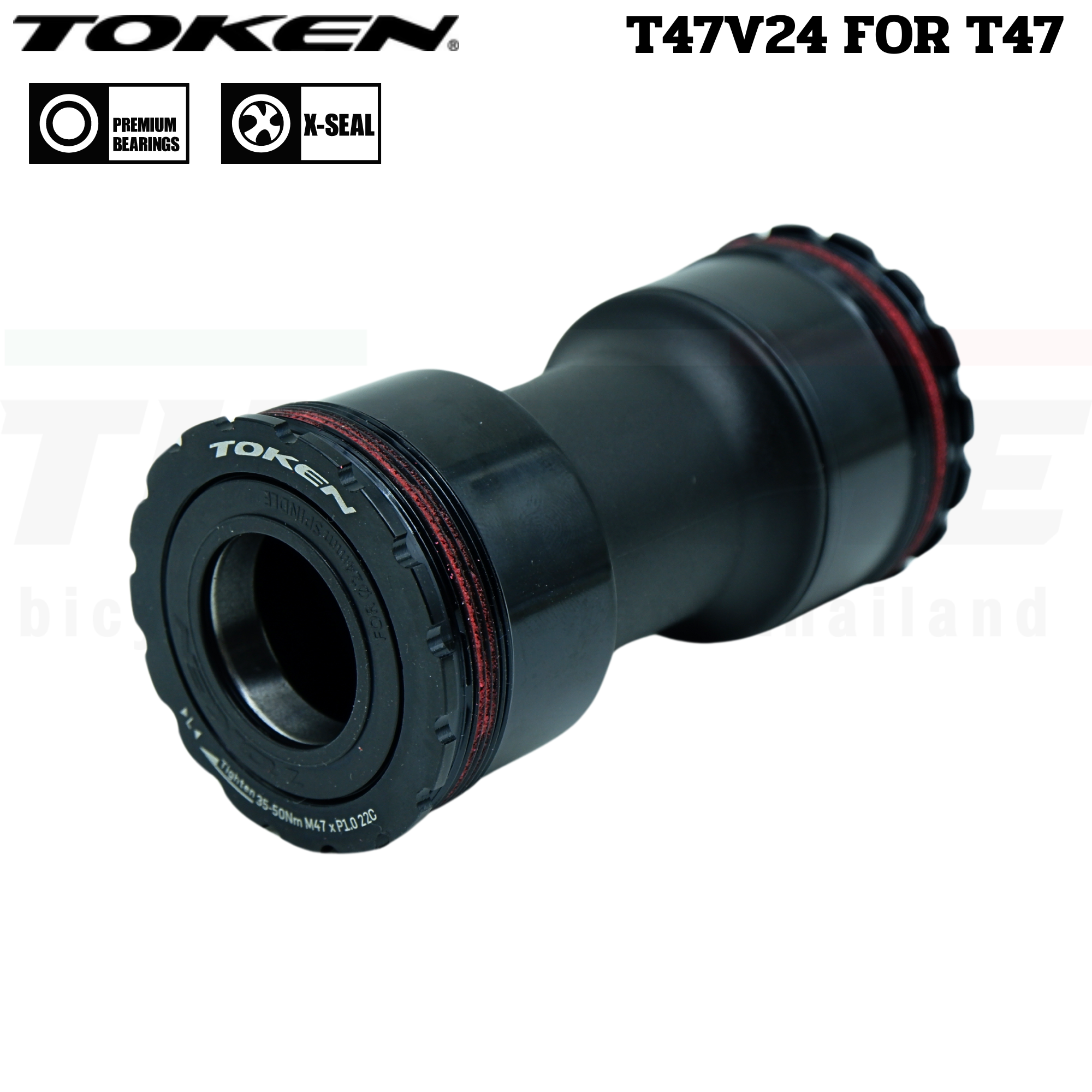 กระโหลกเกลียวจักรยานเสือหมอบ TOKEN รุ่น T47V24 สำหรับขาจาน แกน 24 เซรามิค แบริ่ง