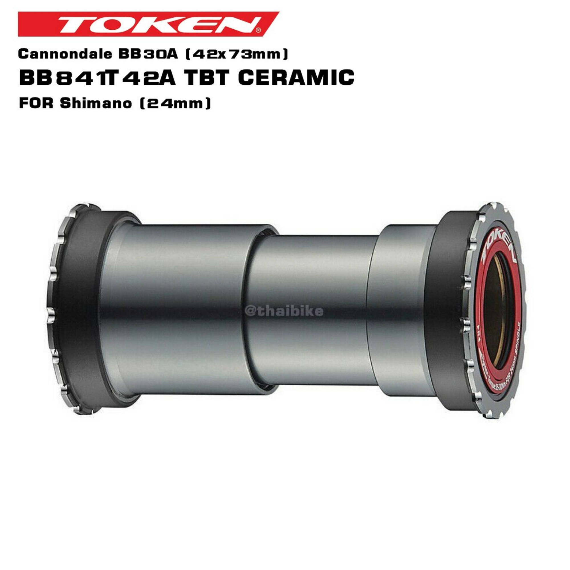 TOKENBB841T‑42A BottomBracket | สำหรับเฟรมCannondaleBB30AและขาจานShimano24มม. (บ่าซ้าย–ขวาหนาไม่เท่ากัน)