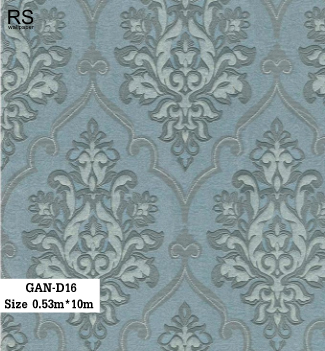 วอลเปเปอร์ ลายหลุยส์คลาสสิค สีเขียวฟ้าอมเทา GAN-D16