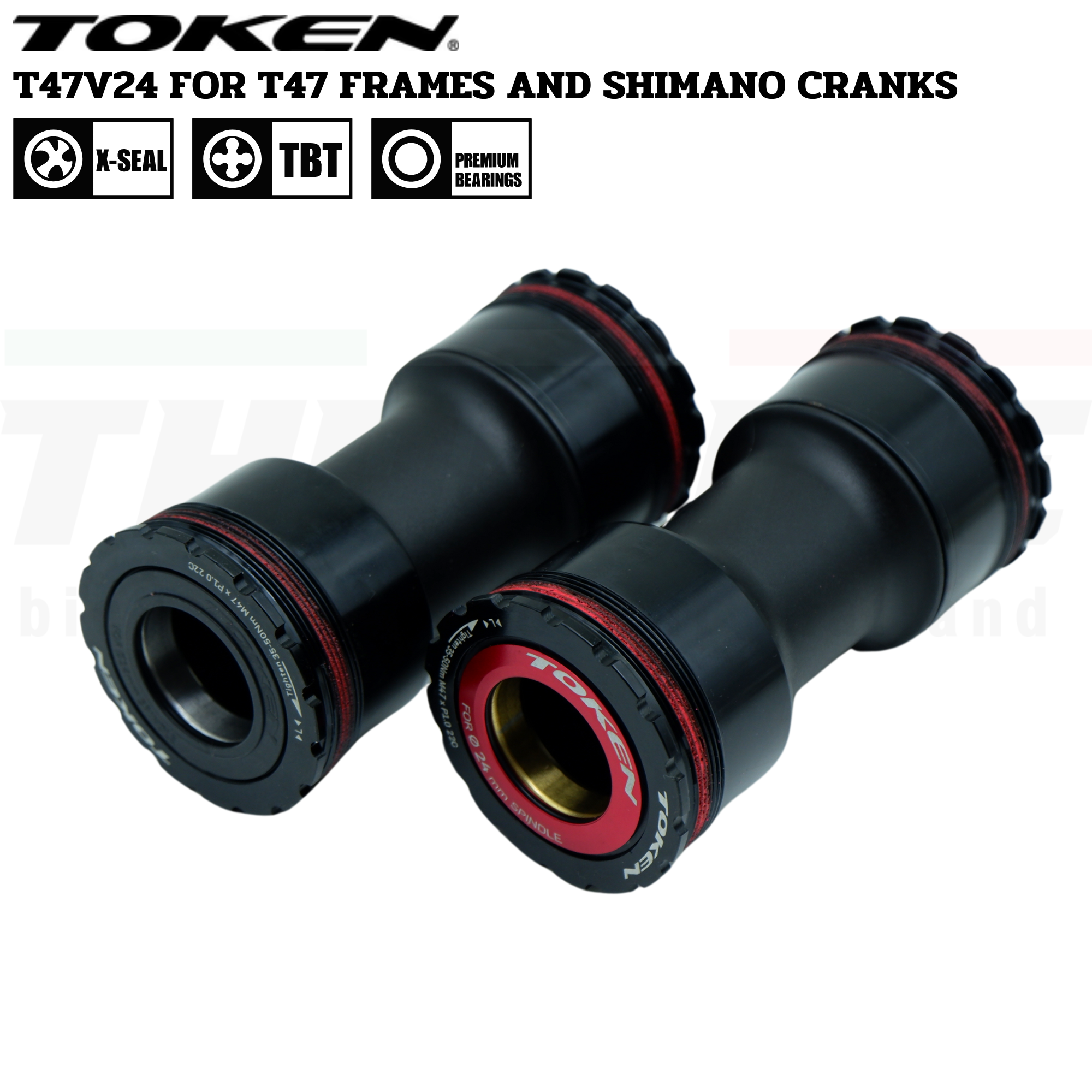 กระโหลกเกลียวจักรยานเสือหมอบ TOKEN รุ่น T47V24 สำหรับขาจาน แกน 24 เซรามิค แบริ่ง