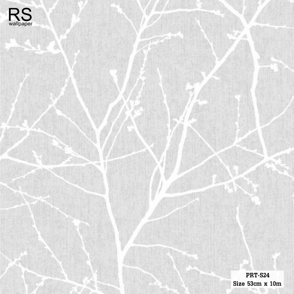 วอลเปเปอร์ ลายกิ่งไม้ดอกไม้เล็ก พื้นสีเทา PRT-S24