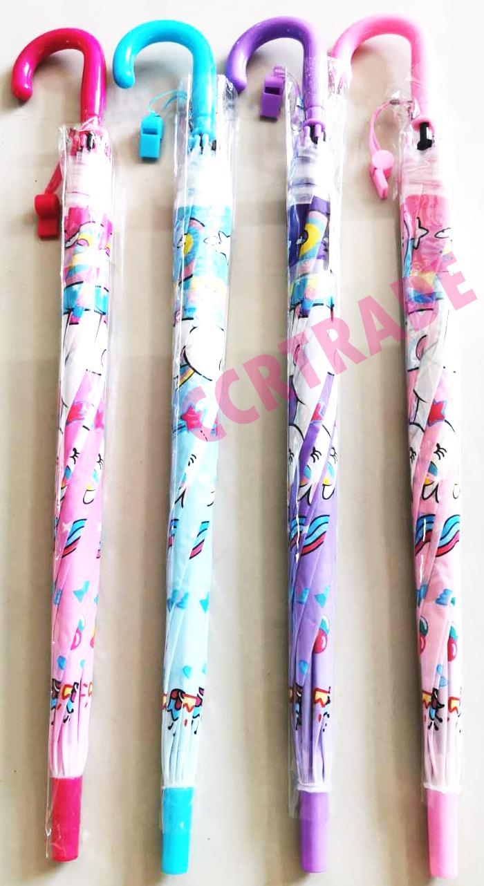 ร่มเด็ก+นกหวีด ลายยูนิคอร์น 27 นิ้ว(1x3)