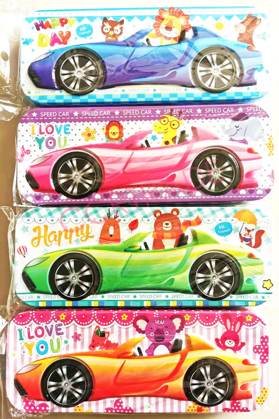 กล่องดินสอเหล็ก 2 ชั้น(รถแข่งการ์ตูน) 20.5 ซม.
