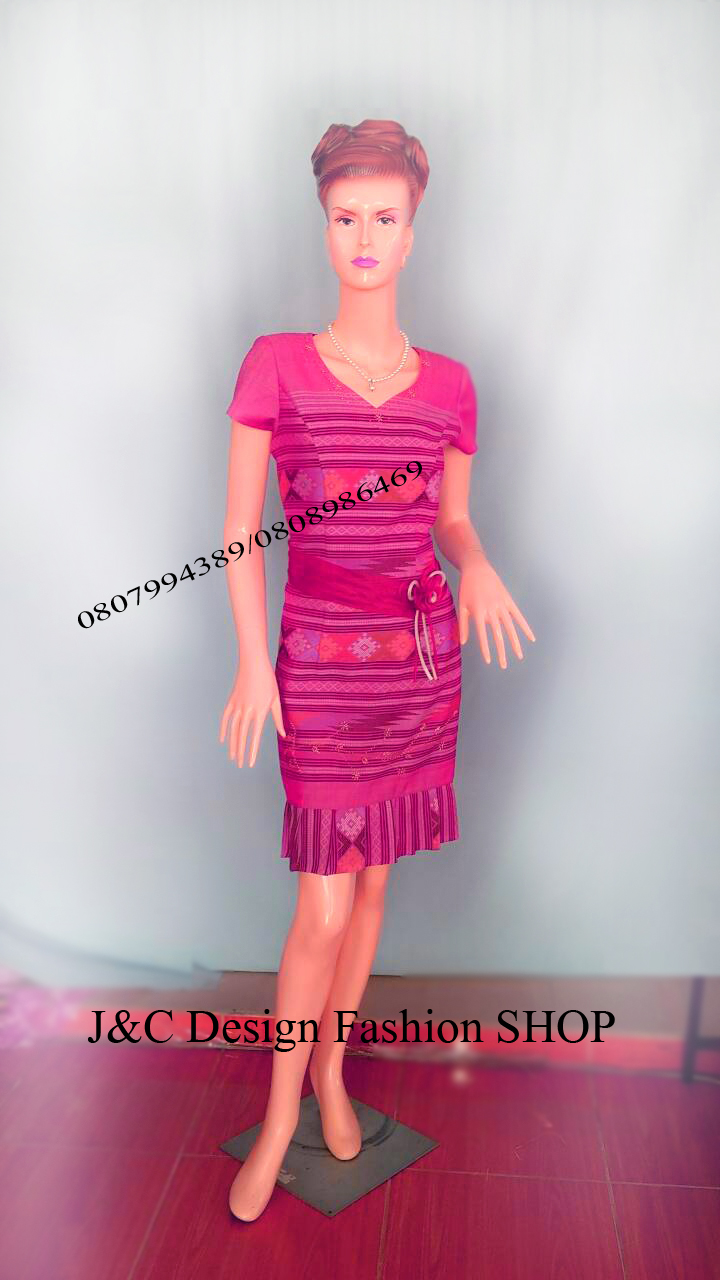 ชุดแซกผ้าไทย ชุดผ้าไทย ชุดผ้าไทยลายน้ำไหล ผ้าพื้นเมือง ผ้าทอมือ ชุดผ้าไทยสีชมพู