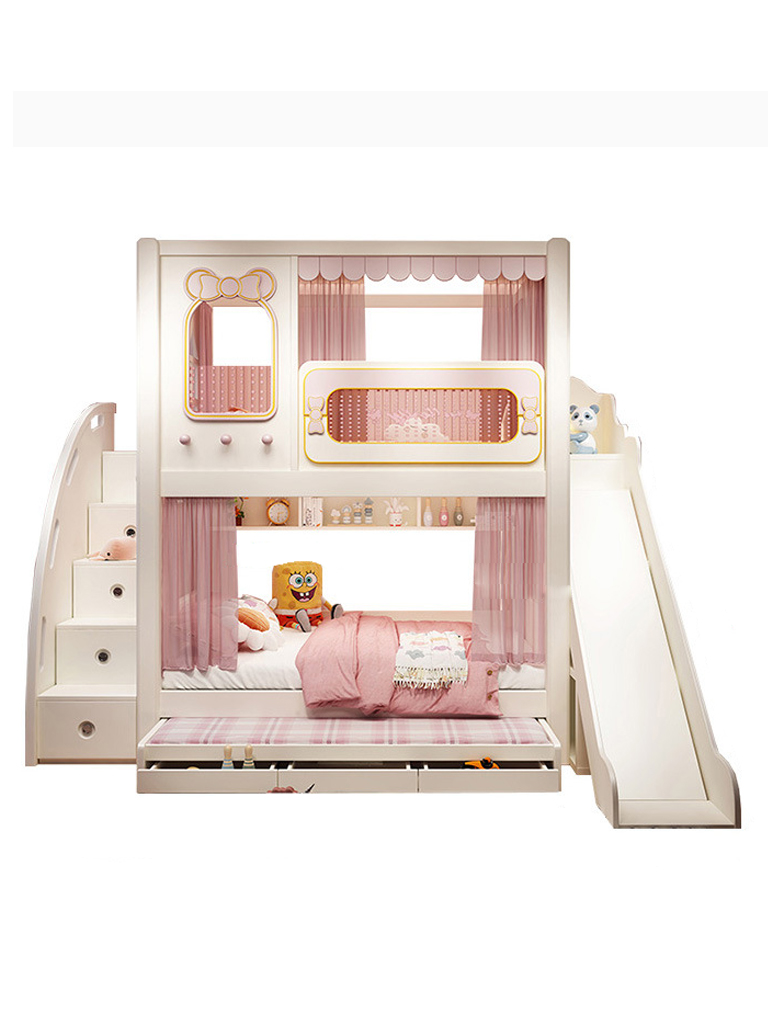 เตียง 2 ชั้นสไลด์เดอร์ รุ่น Pinky cloud (new model) ขนาด 5 ฟุต