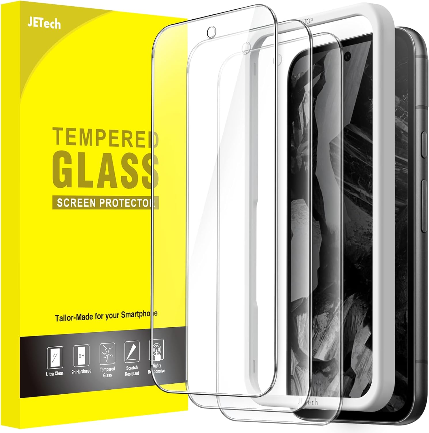 JETech Screen Protector for Google Pixel 8a Tempered Glass Film 3-Pack