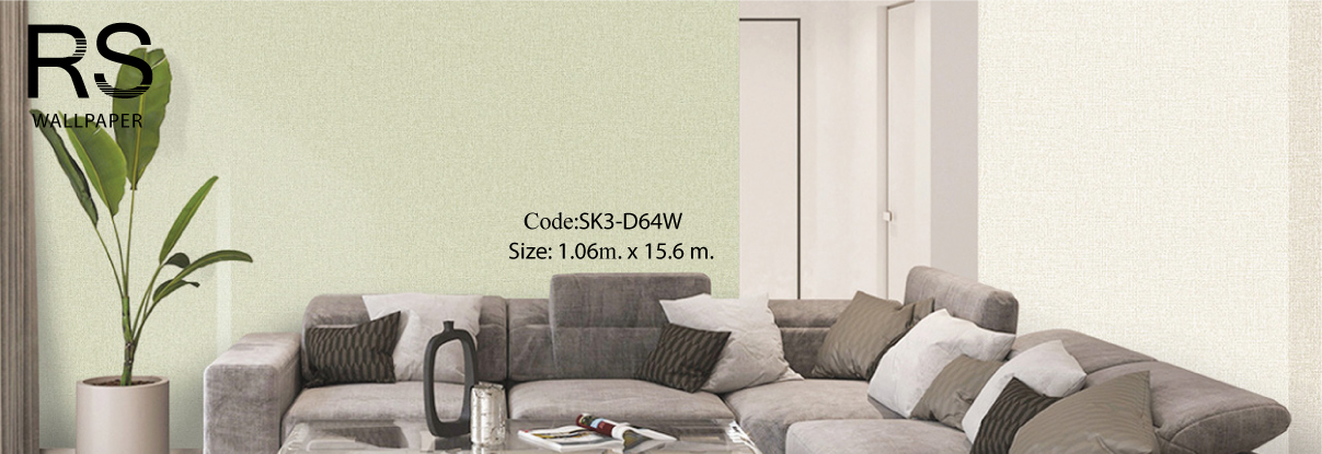 วอลเปเปอร์เทกจอร์ผ้าเรียบพื้นสีเขียว SK3-D64W