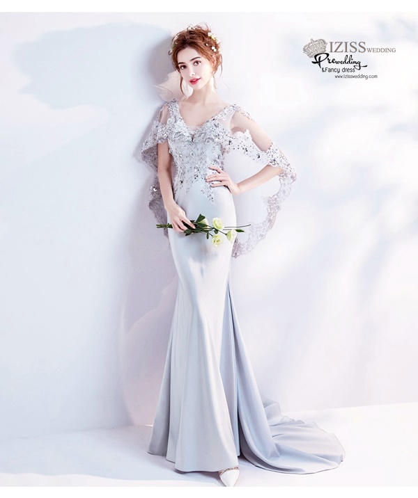 DL047 - **พรีออเดอร์** ชุดราตรี เดรสยาวออกงาน (Night party dresses) ชุดไปงานแต่งงานสวยๆ "ธีมสีเทา"