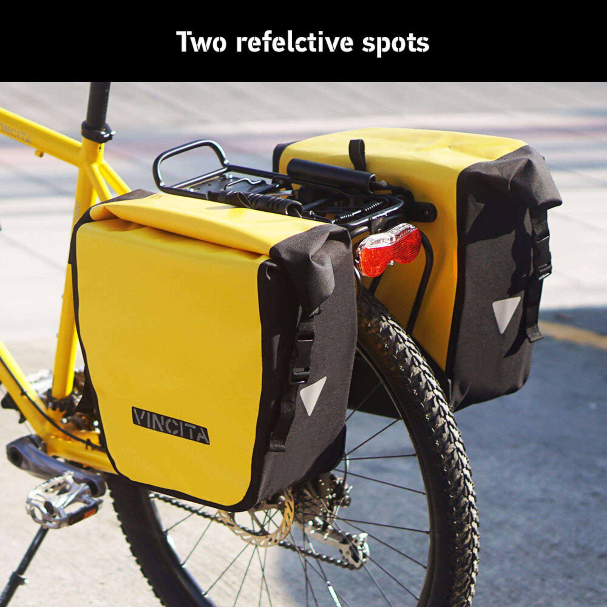 VINCITA B060WP — กระเป๋าจักรยานแพนเนียร์เดี่ยวฝาม้วน (คู่หลัง, 2 ใบ)