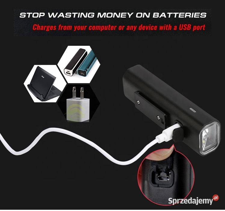 ไฟหน้าจักรยานแบบชาร์จ THAIBIKE USB TB7 200ลูเมนส์