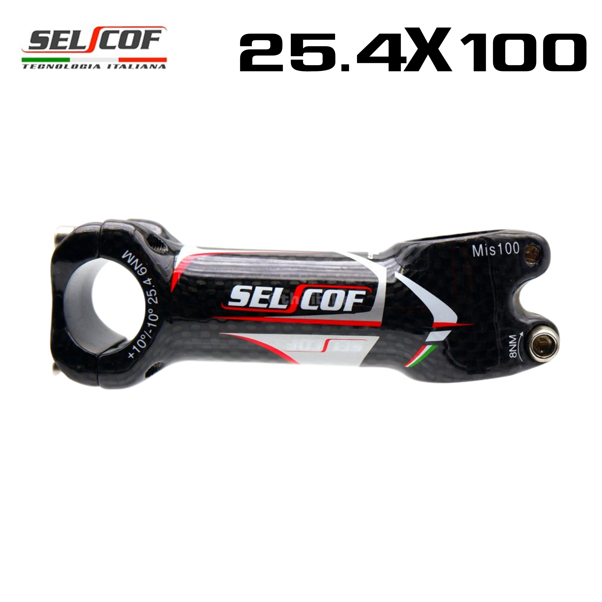 สเต็มจักรยานอลูมิเนียมเคลือบคาร์บอน SELCOF KA04W +-10 25.4mm