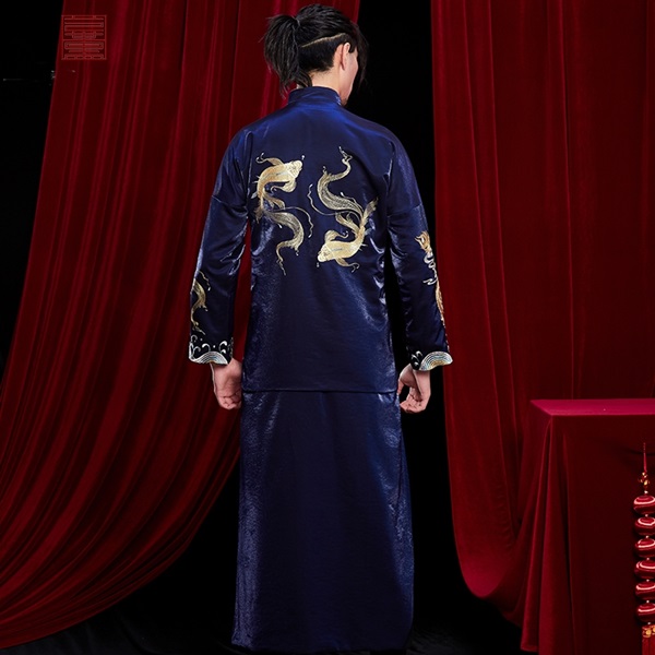 PW621 **พรีออเดอร์ค่ะ**ชุดแฟนซีกี่เพ้าประยุกต์ ชุดคู่ถ่ายพรีเวดดิ้ง ชุดยกน้ำชา ชุดแต่งงานแฟนซี ชุดจีนชายหญิง "ธีมสีแดงน้ำเงิน"