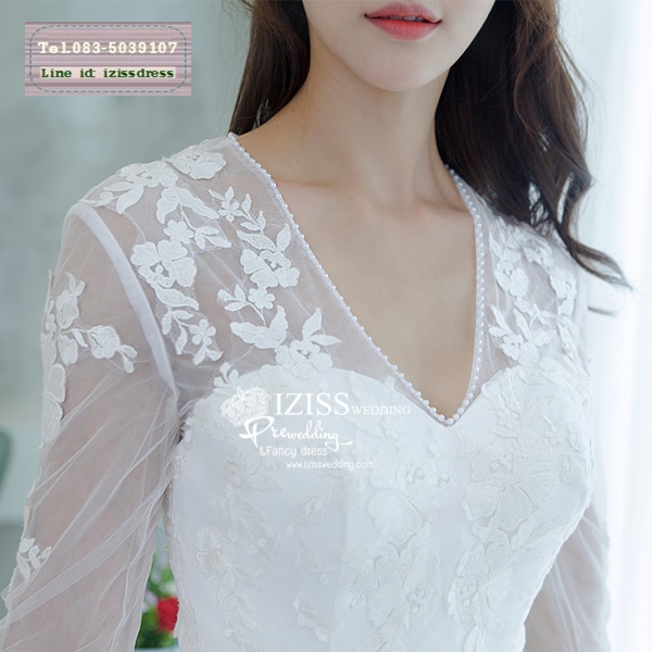 BR256 **พรีออเดอร์**ชุดแต่งงาน&ชุดเจ้าสาวแบบยาวสีขาวเกรดพรีเมี่ยม เปิดไหล่ มีแขน หรูหราน่ารัก สวยโดดเด่นไม่ซ้ำใคร