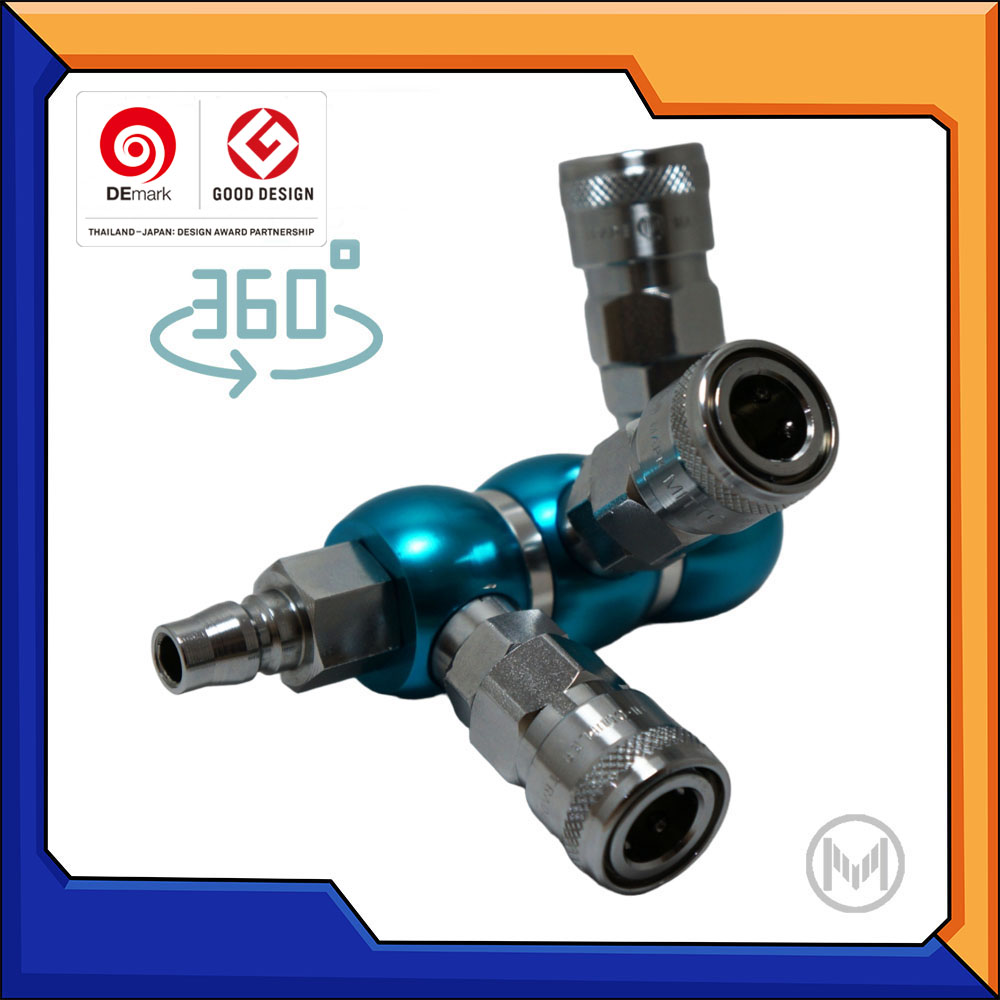 ข้อต่อลม ข้อต่อสวมเร็ว 3ทาง แบบหมุนได้ รุ่น 300E (3 Way Socket Rotate)