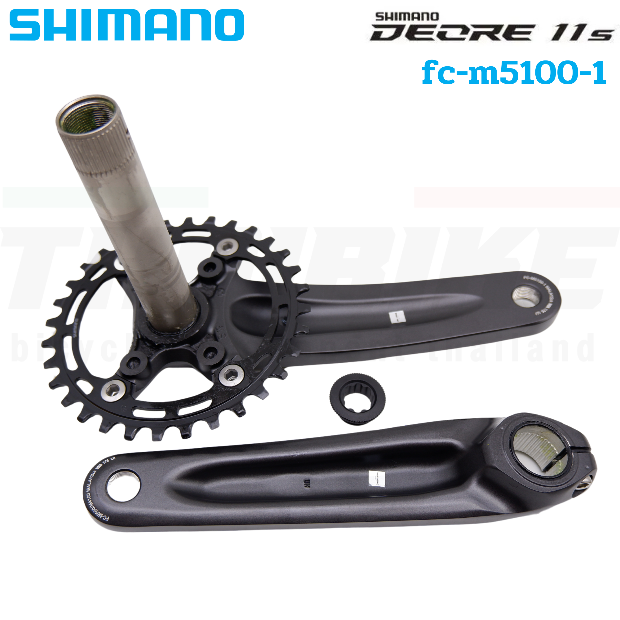 ชุดขาจานจักรยาน SHIMANO DEORE FCM5100-1 10/11S 32T 170MM, 175MM ไม่รวมกะโหลก มีกล่อง ประกันไทย