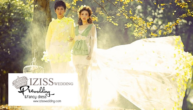 PW184 - Pre order ชุดคู่ถ่ายพรีเวดดิ้ง (prewedding dress) & ชุดแต่งงานแฟนซี (Fancy wedding dress)ชายหญิง "ธีมสีเขียว-เหลือง"