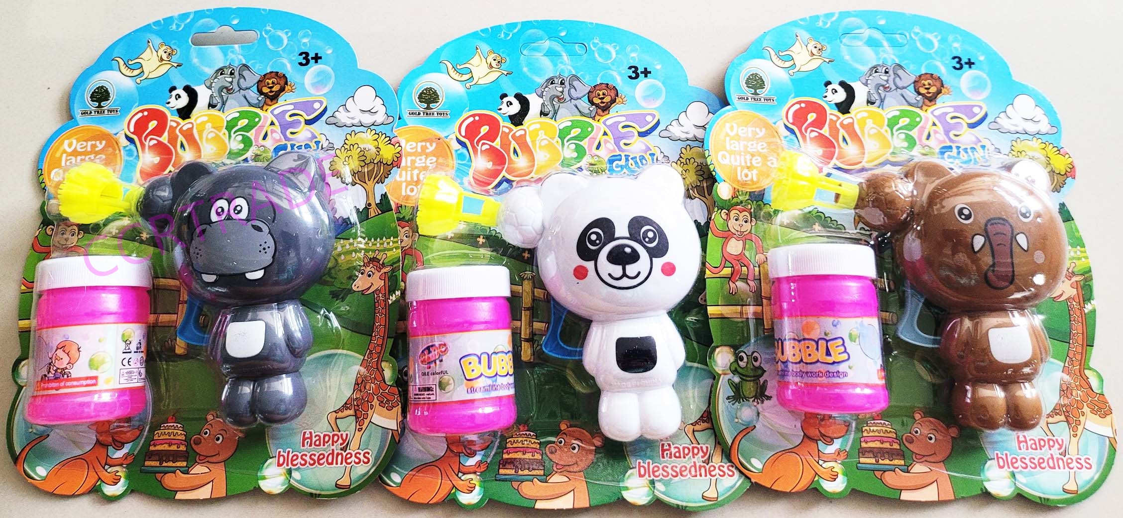 ปืนการ์ตูนเป่าฟอง+น้ำยาแผง 20.5 ซม.