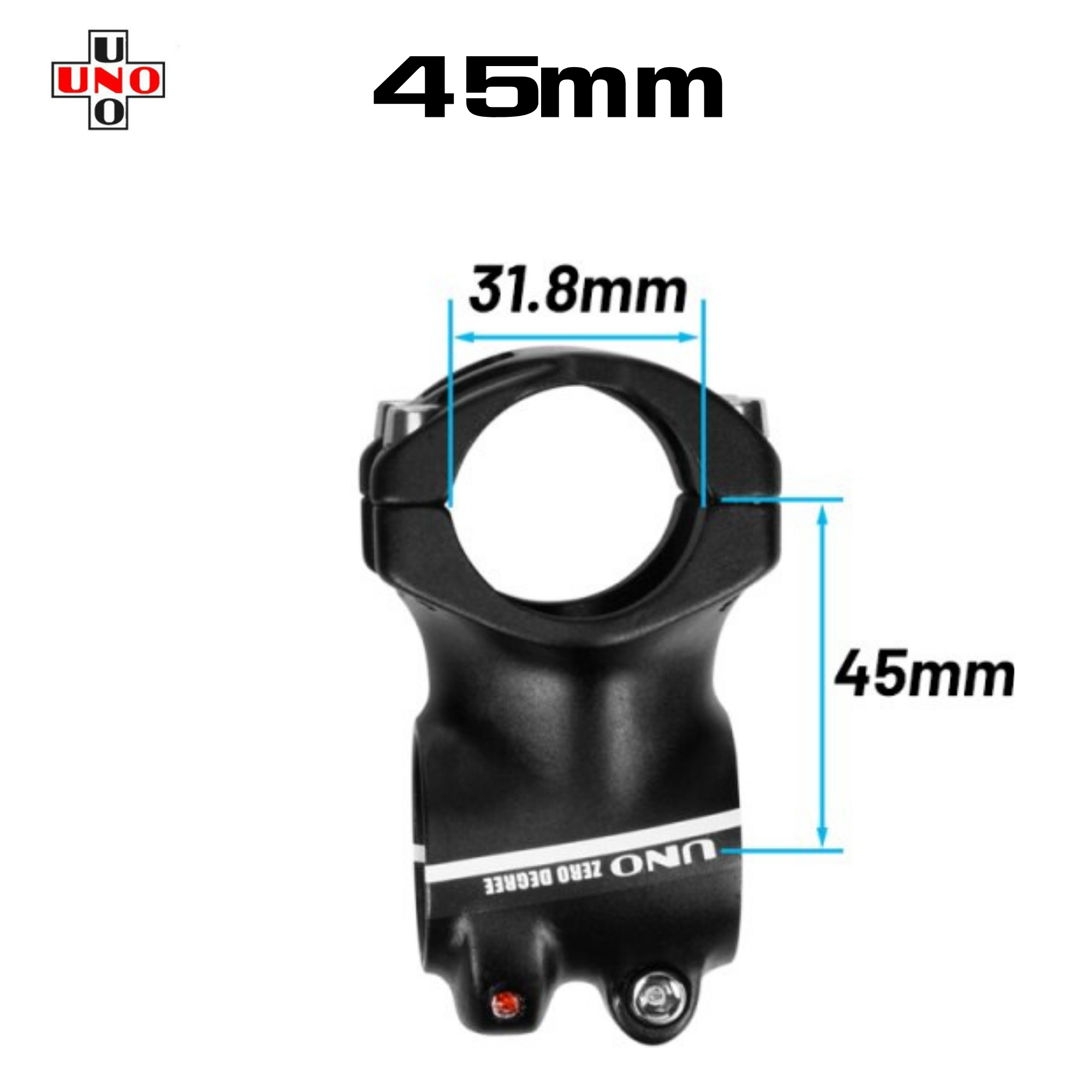 สเต็มจักรยานอลูมิเนียม UNO 0 degree ยาว 35มม. 45มม.