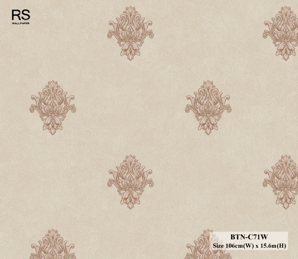 วอลเปเปอร์ลายหลุยส์คลาสสิค สีทองแดงพื้นสีน้ำตาล BTN-C71W