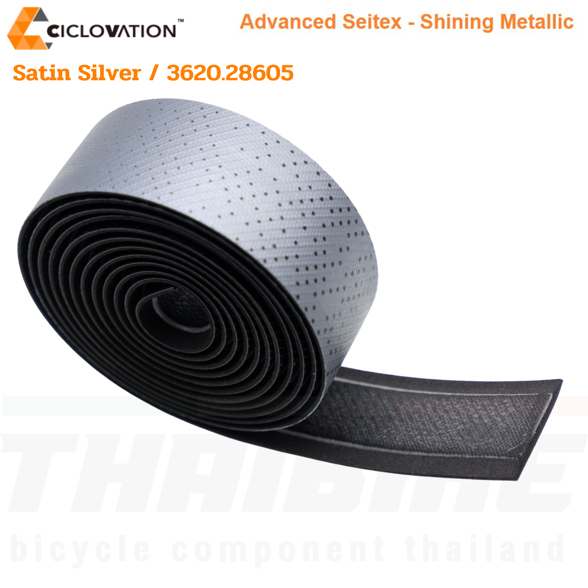 ผ้าพันแฮนด์จักรยานเสือหมอบ CICLOVATION Advanced Seitex - Shining Metallic Satin Silver