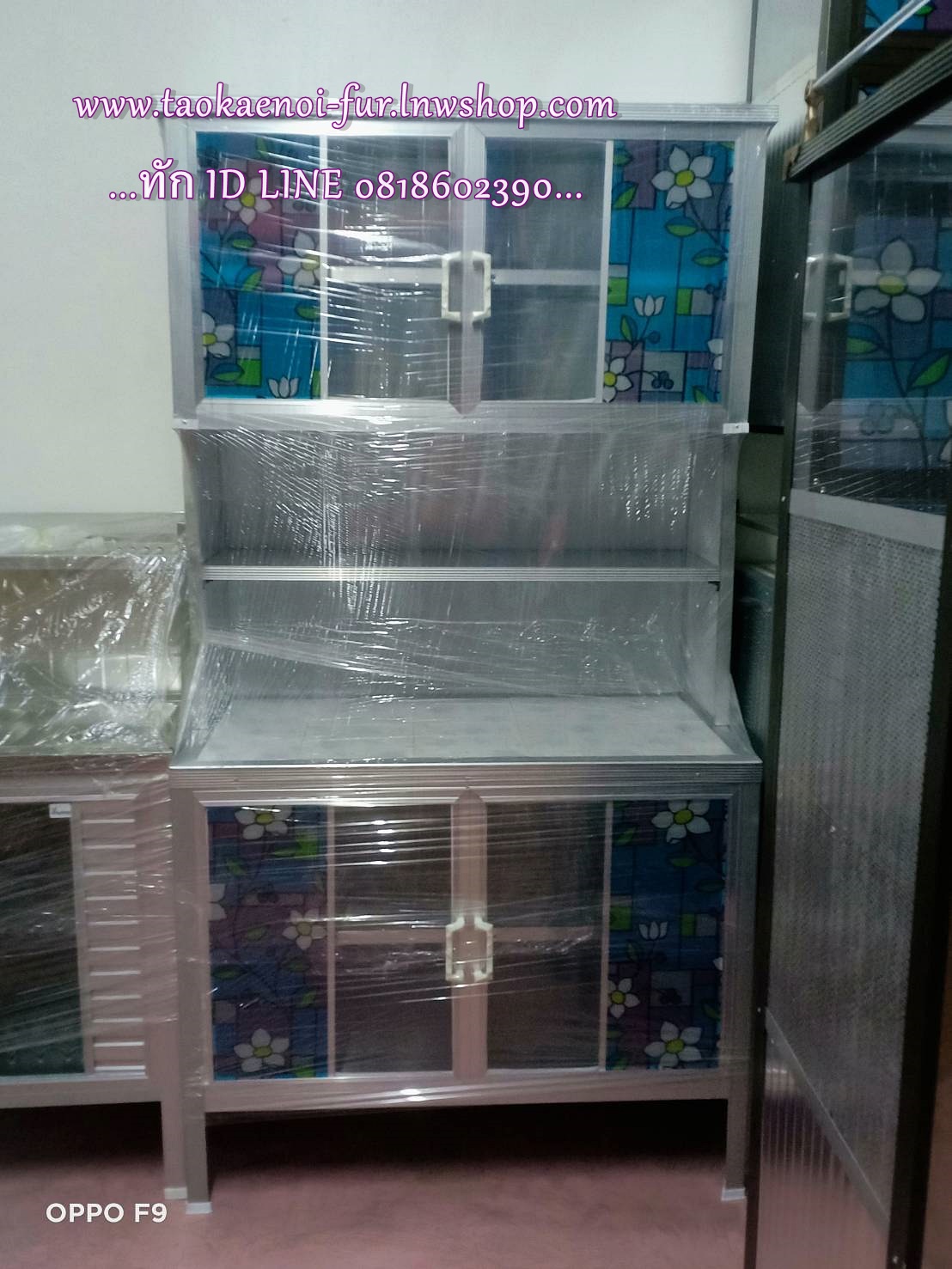 ตู้ครัวสูงหน้ากระเบื้อง TT (เสาเหลี่ยม+ขอบเหลียม) โครงเหล็ก