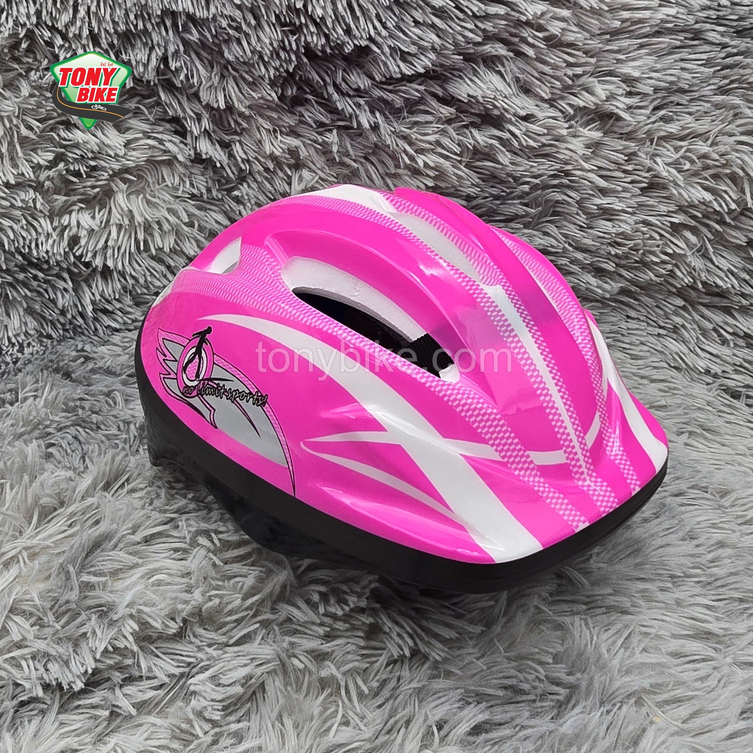 หมวกกันน๊อคเด็ก แถม ชุดสนับเข่า สนับศอก สนับมือ สีชมพู