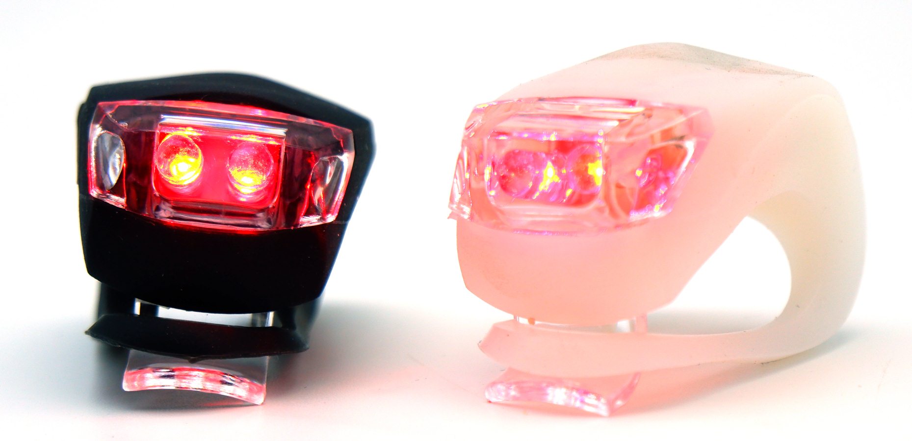 ไฟท้ายจักรยานซิลิโคน แบบ 2 อัน ใช้ถ่าน 2032 ไฟสีแดง