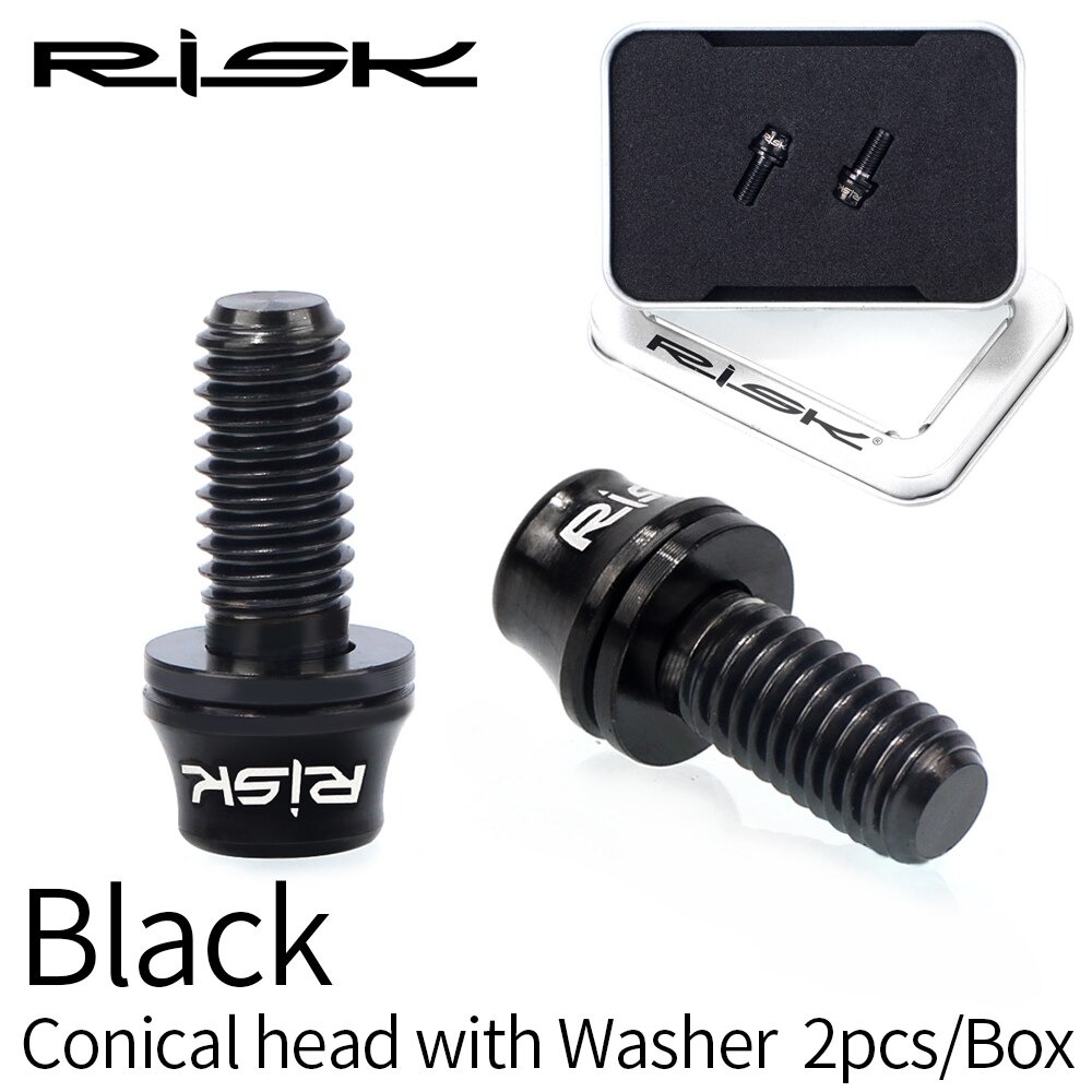 น็อตไทเทเนียมยึดขาขวดน้ำจักรยาน RISK TC4 M5X12mm 2 ชิ้น แบบมีแหวนรอง