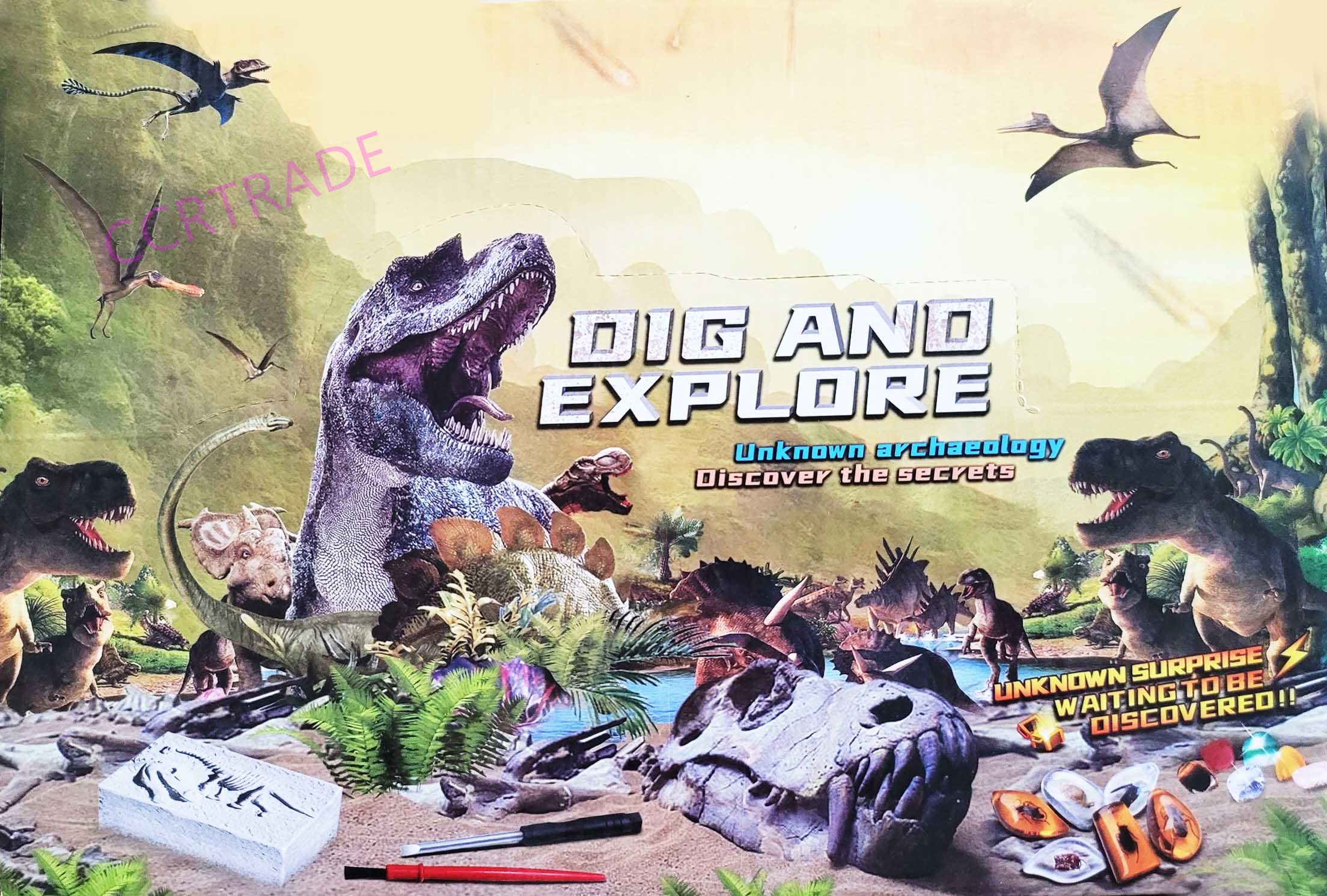 เซ็ทขุดไดโนเสาร์ฟอสซิลกล่อง 5.5x8 ซม.(งานห้าง)(1x9)