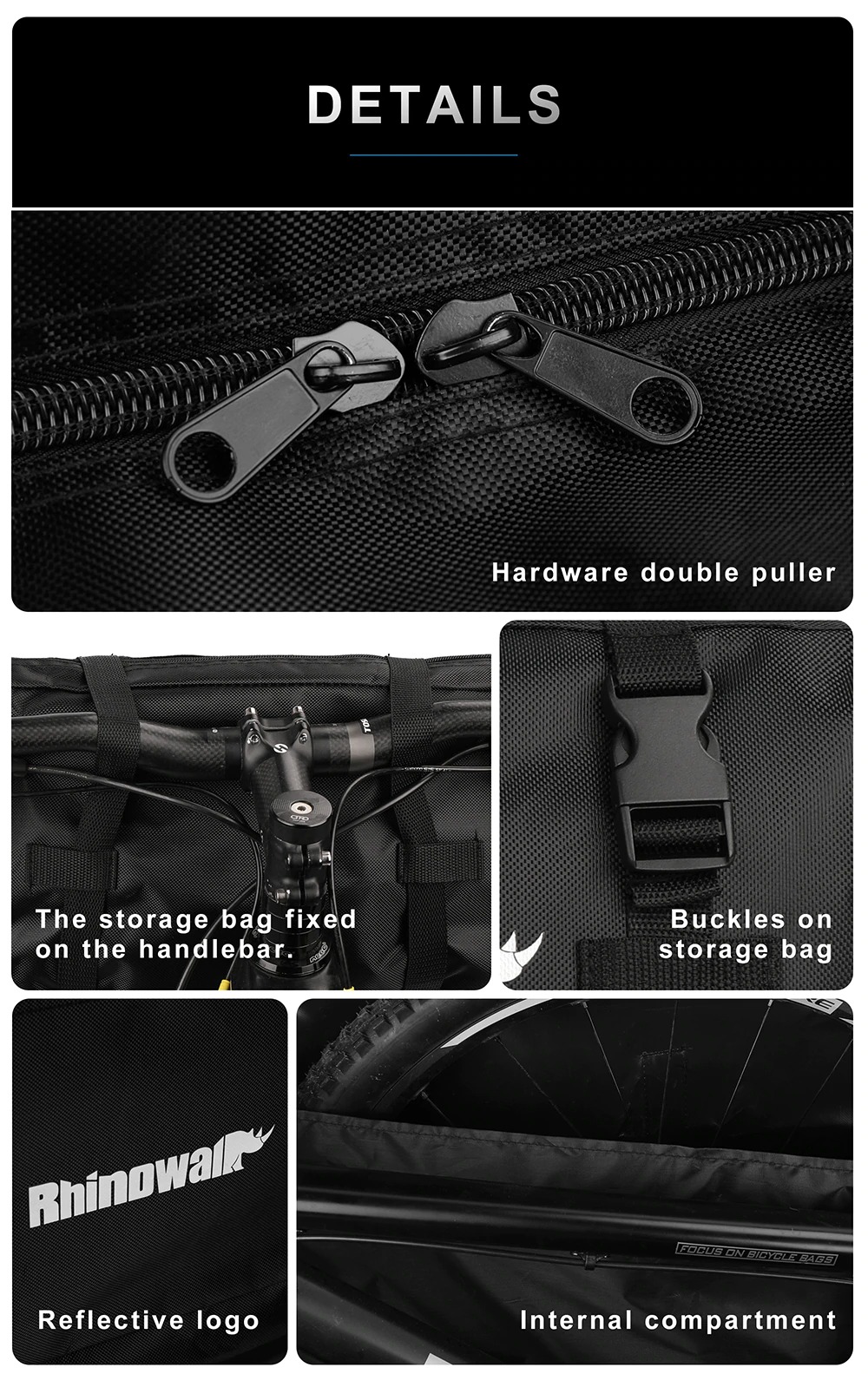 กระเป๋าใส่รถจักรยาน RHINOWALK แบบถอดล้อหน้า รองรับ 26 27.5 700C