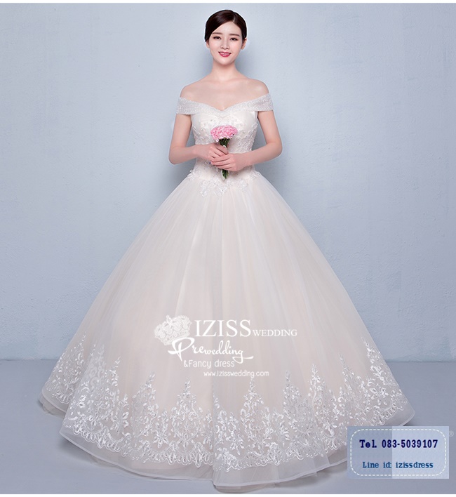 BR221 **พรีออเดอร์ชุดสีขาว/ครีม**ชุดแต่งงาน&ชุดเจ้าสาวแบบยาวสีขาวเกรดพรีเมี่ยม หรูหราน่ารัก สวยโดดเด่นไม่ซ้ำใคร สวยงามดุจเจ้าหญิง