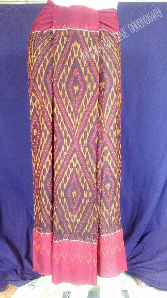 ผ้าหมัดหมี่ตีนแดง ผ้าฝ้ายตีนแดง ผ้าซิ่นตีนแดง "ลายอัปศราพนมใหญ่"