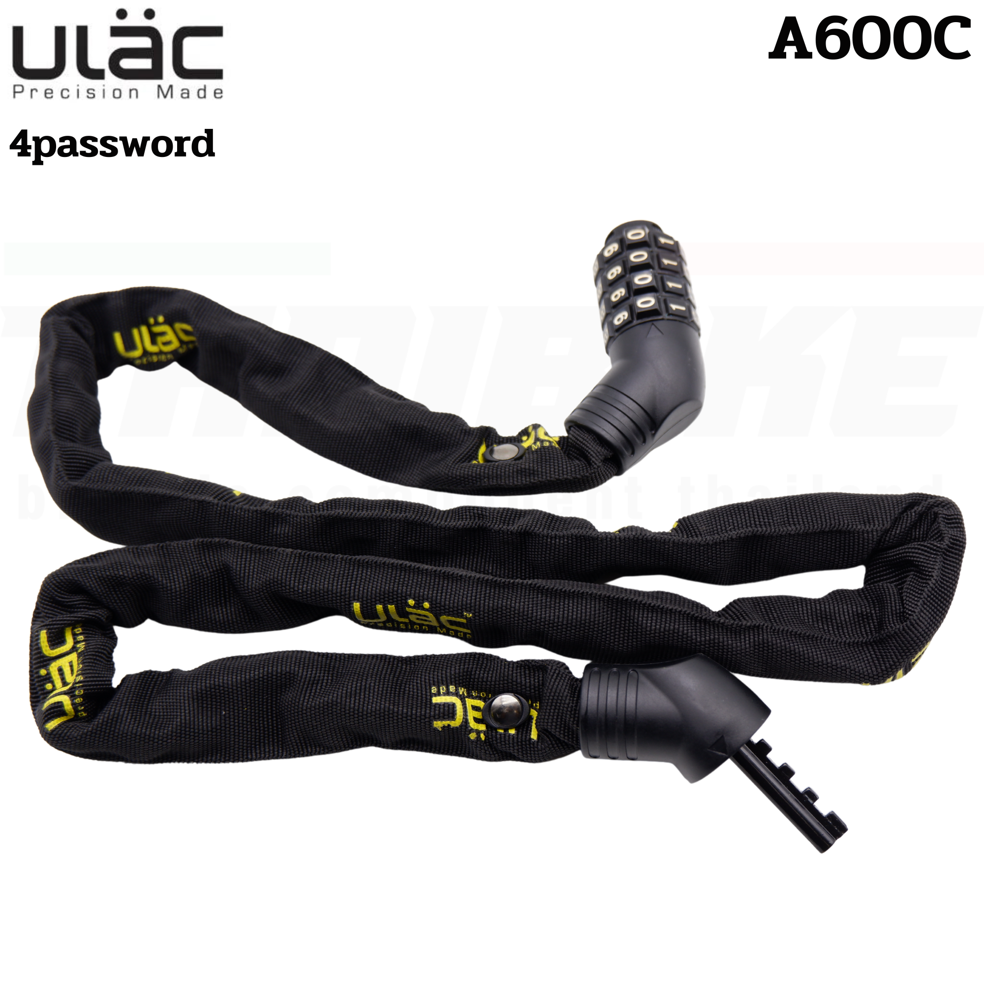 สายล็อคจักรยานโซ่ 4 รหัส ULAC รุ่น A600C เปลี่ยนรหัสได้