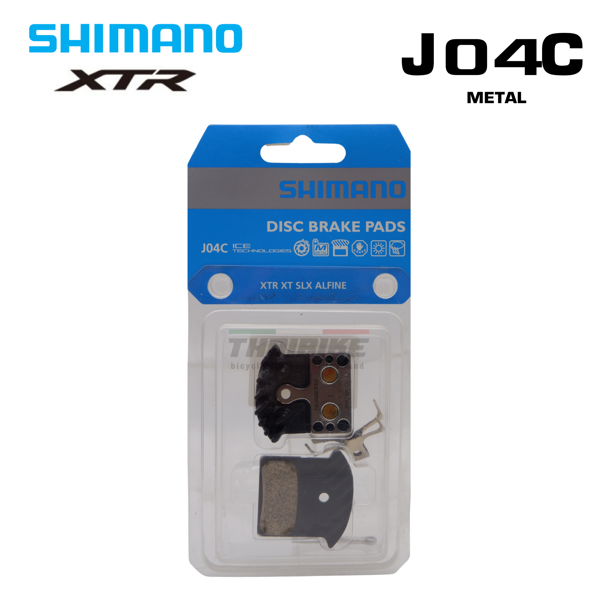 แผ่นยางเบรคดิส SHIMANO XTR, J04C BRM9020, METAL, W/FIN, มีปีกระบายความร้อน