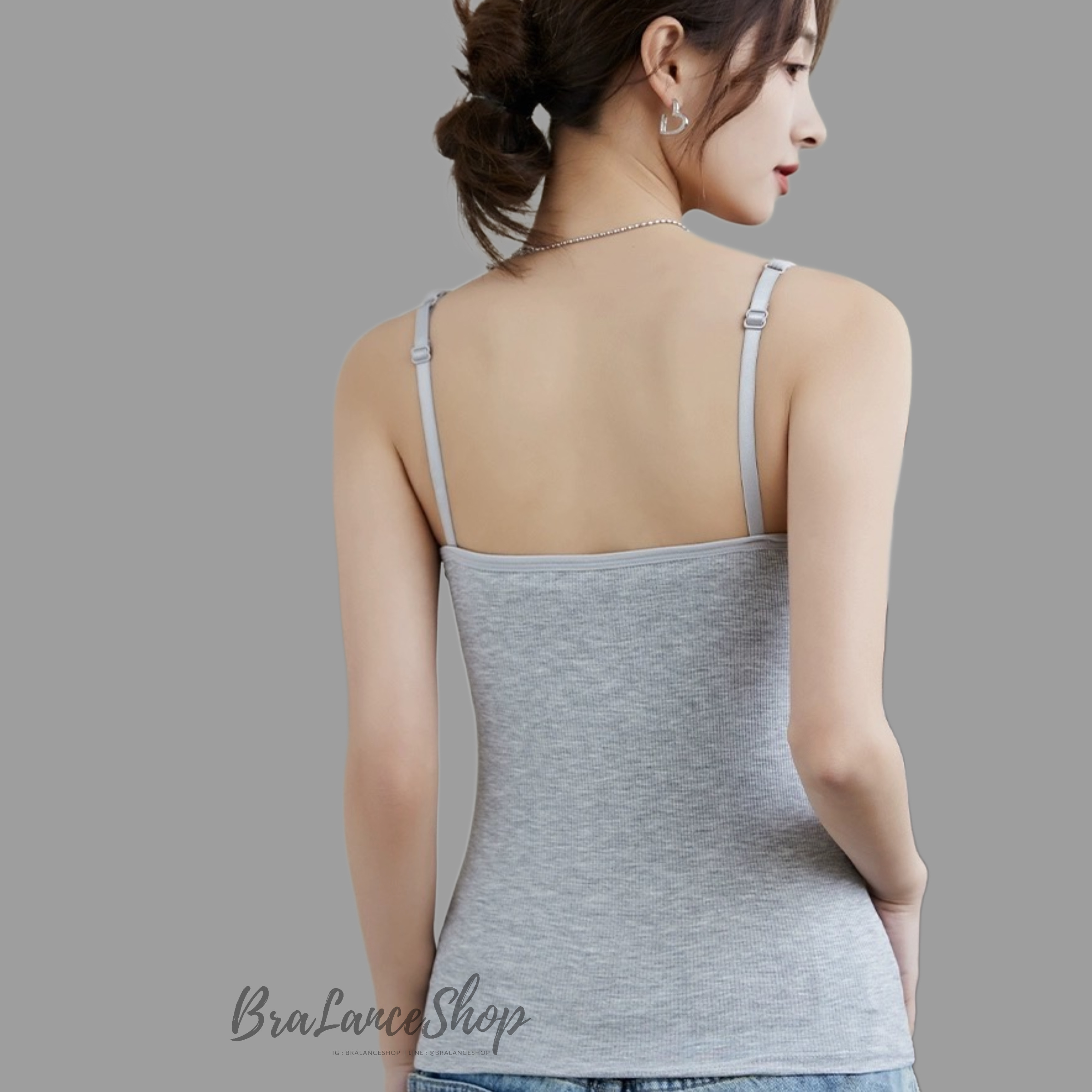 BLS✿C1016 สายเดี่ยวผ้าคอตตอน มีบราในตัว