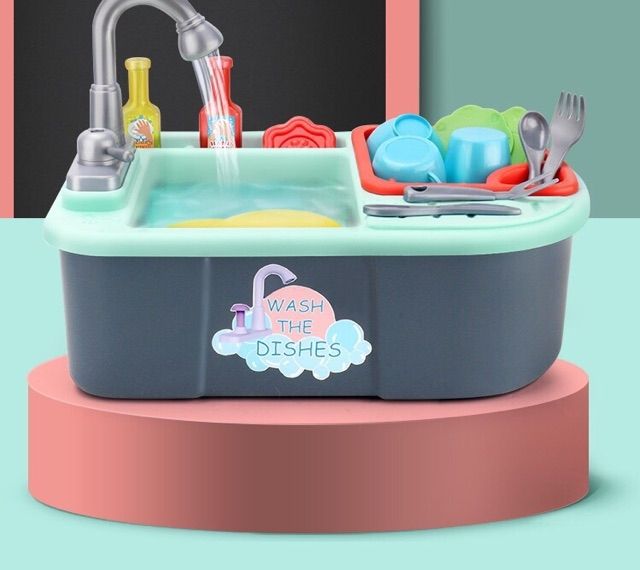 ที่ล้างจาน ใส่น้ำได้จริง บทบาทสมมติ ของเล่นซิงค์ล้างจาน