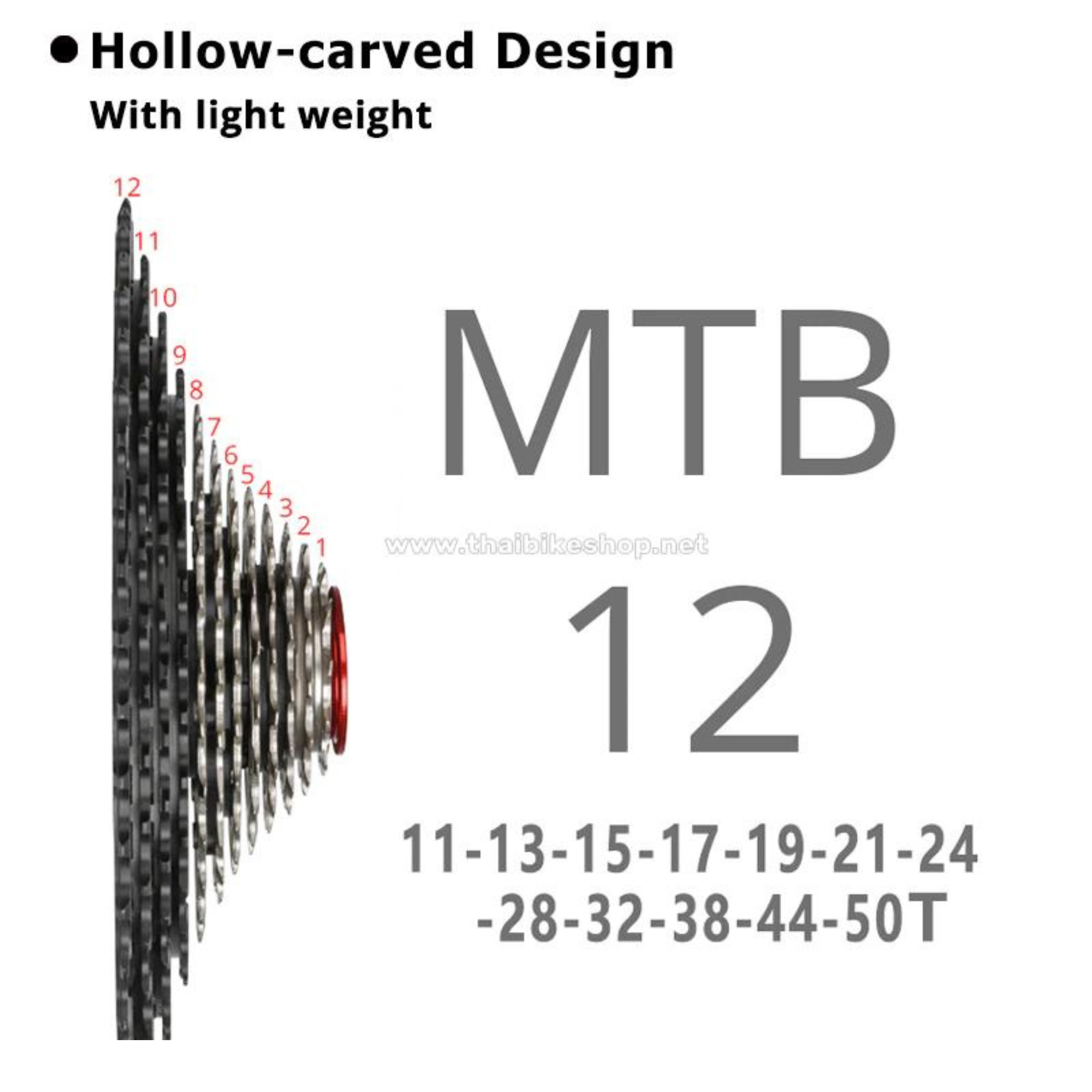 เฟือง Bolany MTB 12SPD ขนาด 11-50T SLR Wide Ratio 380G เฟืองจักรยาน