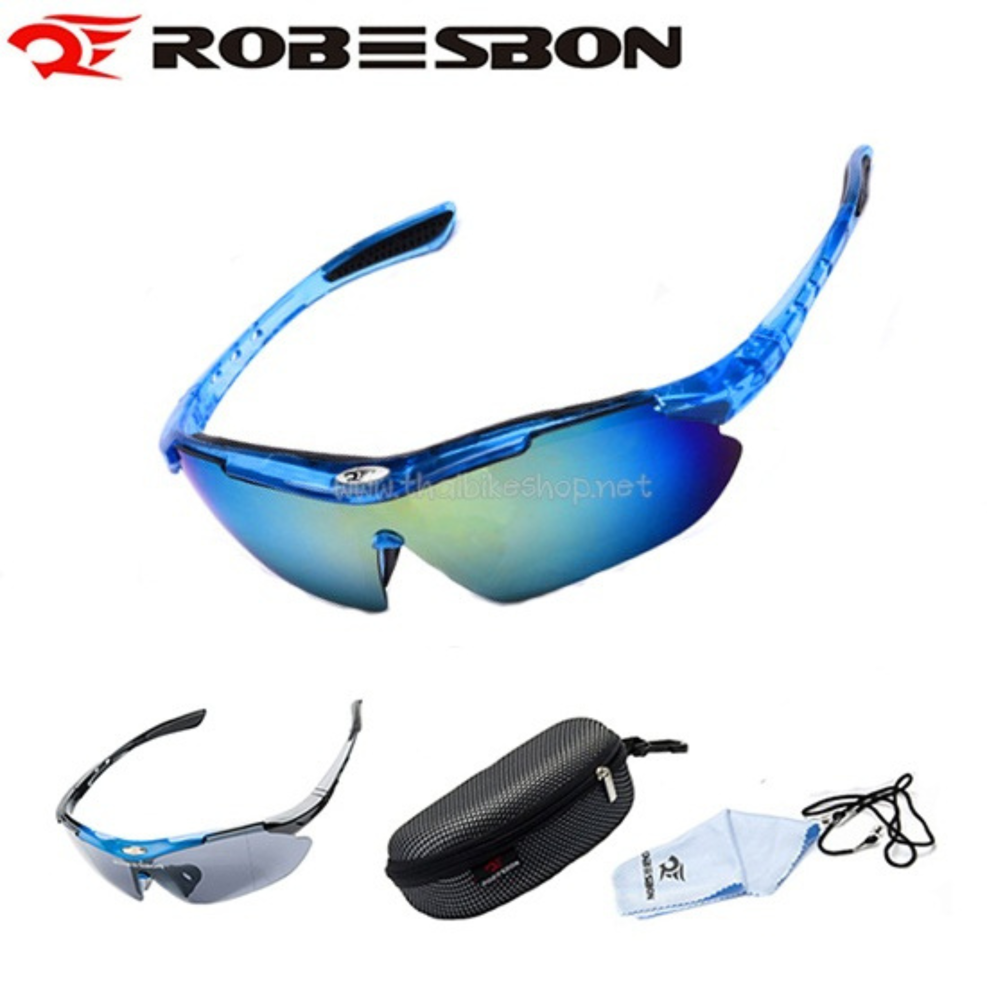 แว่นตาปั่นจักรยาน ROBESBON UV400 มีกล่อง