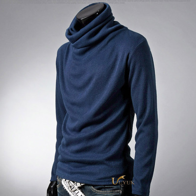 พร้อมส่ง เสื้อคอเต่าผู้ชาย สีน้ำเงินสว่าง ใส่กันหนาว