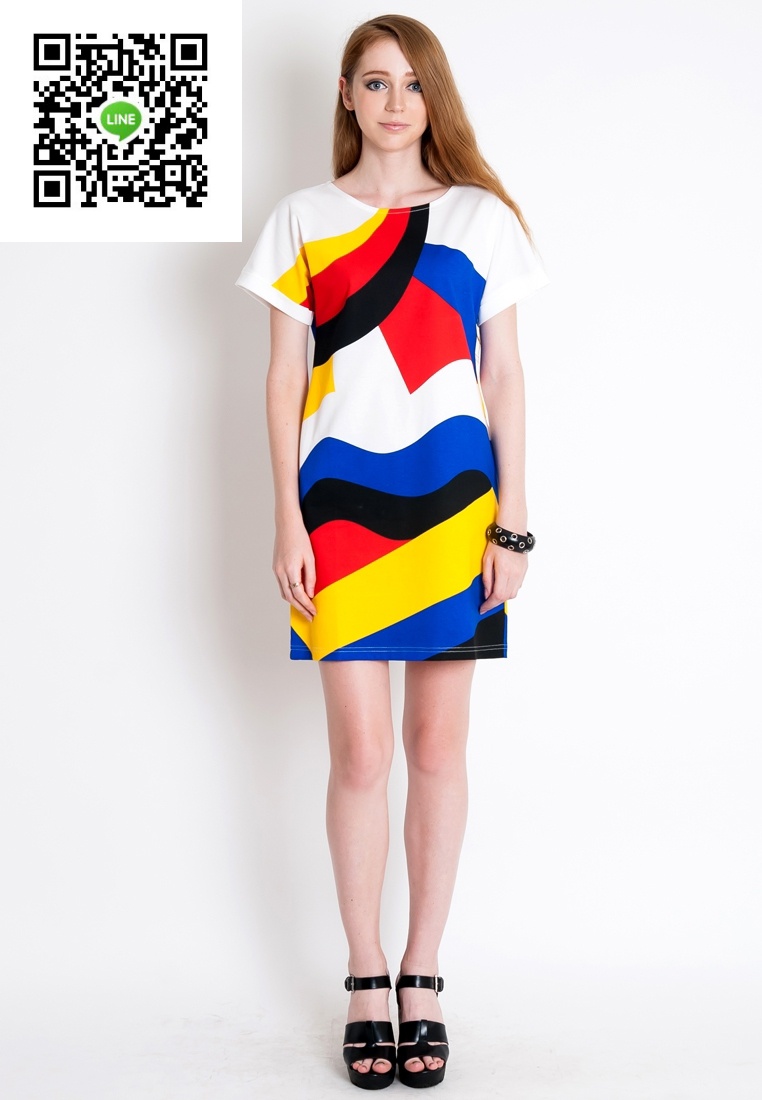 เดรสเกาหลีนำเข้า เดรสลำลองสไตน์หรู ชุดแซกเกาหลีน่ารักสไตน์วัยรุ่น เดรสทำงานลายริ้วแอ๊บสแตรคสีครีม