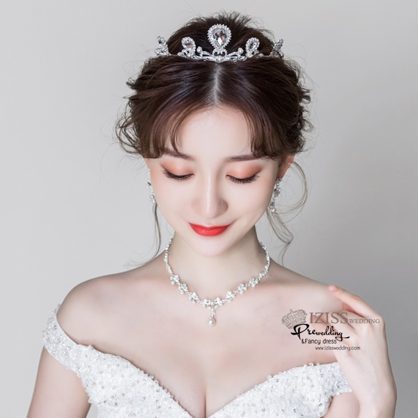 AC007 **พรีออเดอร์**เทียร่า มงกุฎเพชร ต่างหู สร้อยคอเจ้าสาว ชุดเครื่องประดับเจ้าสาวสวยหรูดุจเจ้าหญิง