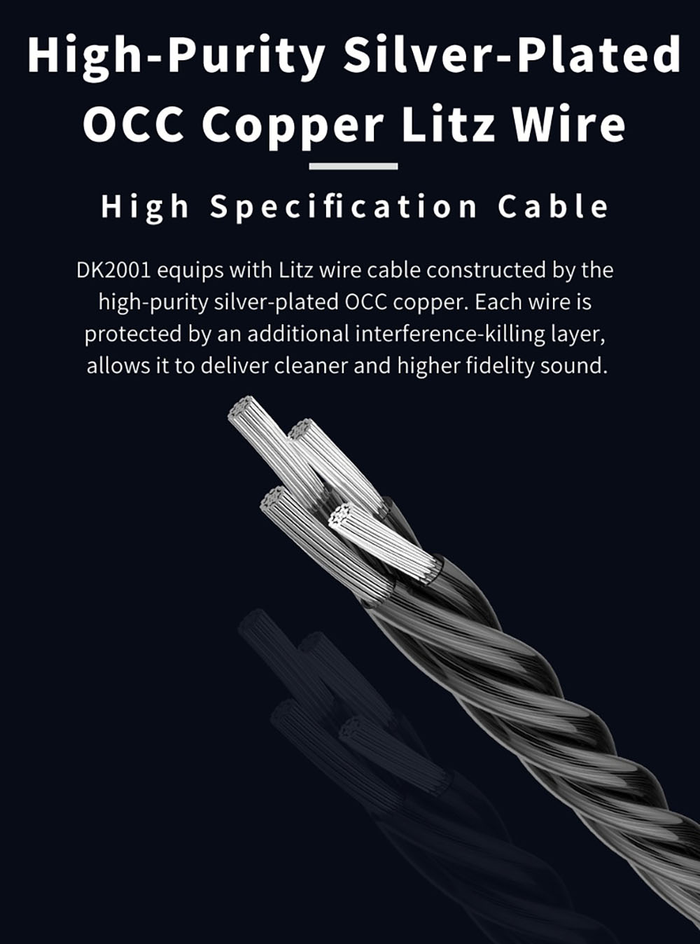 ขาย DUNU DUW-02 สายทองแดงชุบเงินถักความบริสุทธิ์สูง OCC แบบ Litz