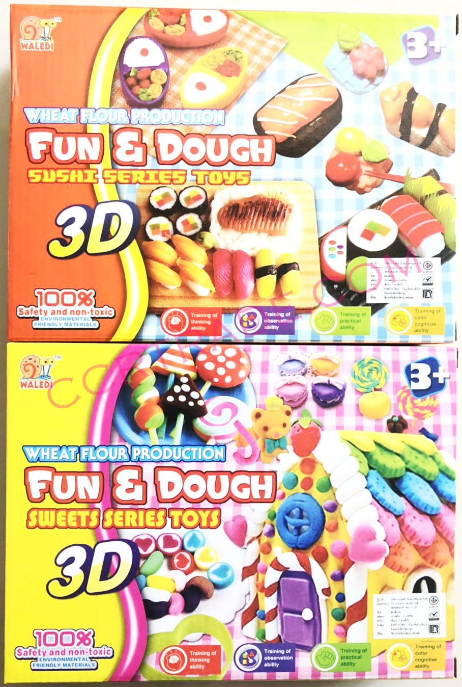 ชุดแป้งโดว์ซูชิ+ขนมหวานกล่อง 18x24 ซม.(1x3)