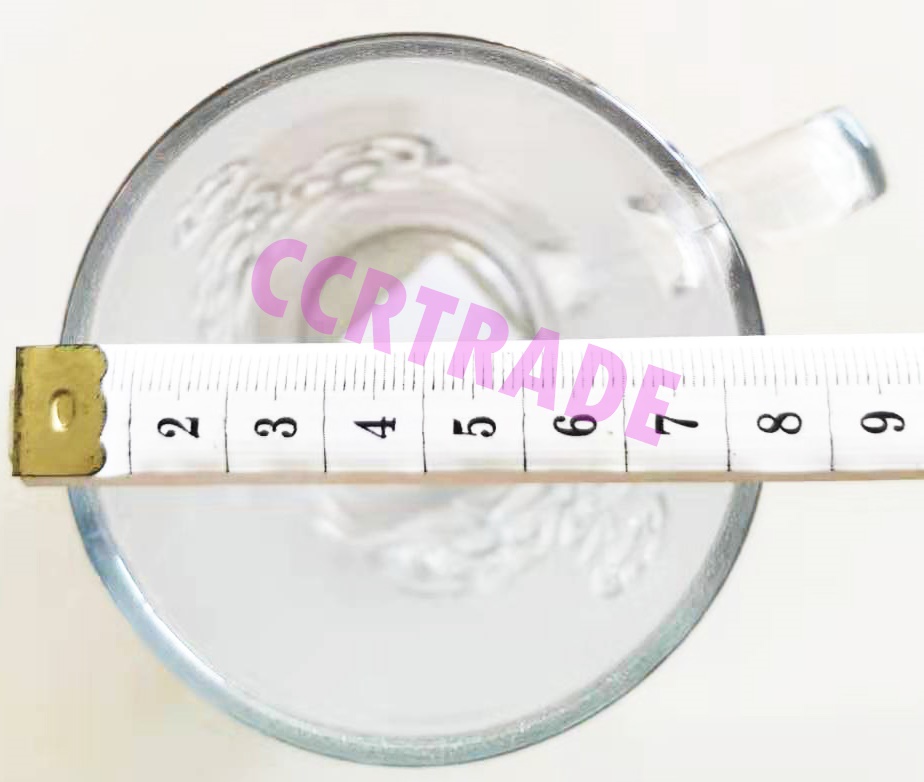 แก้วใสมีหูจับ ลายดอกไม้ 7.5x11 ซม.