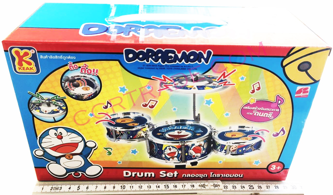 กลองชุดโดเรม่อน+ไม้ตีกล่อง(ลิขสิทธิ์แท้) 38.5x45 ซม.(1x3)