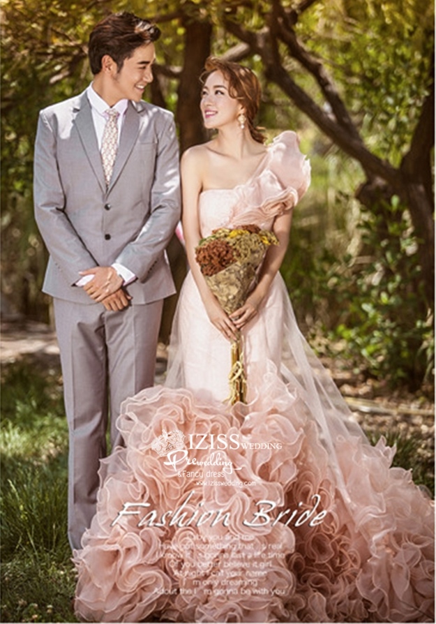 PW478- **พร้อมส่ง**ชุดแต่งงานแฟนซี ชุดเดรสสีส้ม ชุดถ่ายพรีเวดดิ้ง (prewedding dress) & ชุดแต่งงานแฟนซี (Fancy wedding dress) "ธีมสีส้ม เทา"